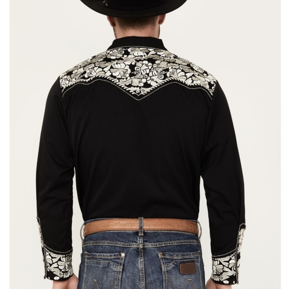 Scully Men's Black Legends Gunfighter Long Sleeve Western Shirt size Large - Picture 4 of 10